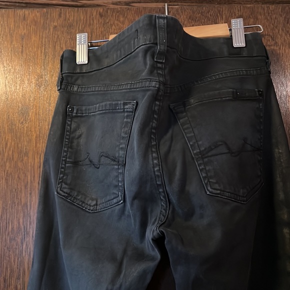 7 for All Man Kind Skinny Black Waxed Jeans - Picture 3 of 3